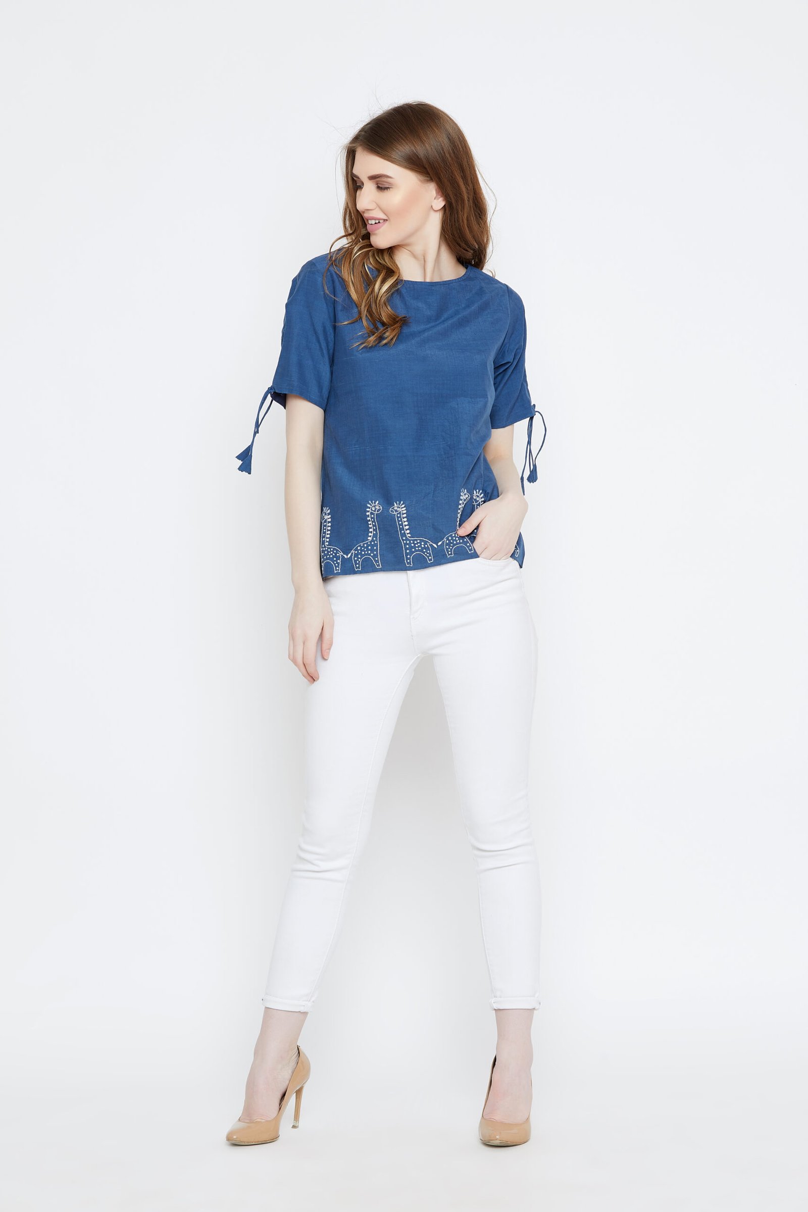 Tops Chikan Blue Giraffe